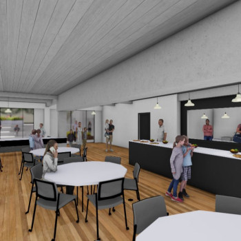 A new caterer's kitchen and enlarged restrooms will allow for the Bormann Room floorplan to open and accommodate a broad range of gatherings.