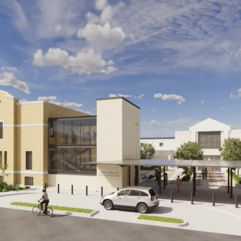 To ensure accessibility for all, an elevator and stairs tower will be added to the north side of the building, along with a covered drop-off driveway and new outdoor amphitheater.